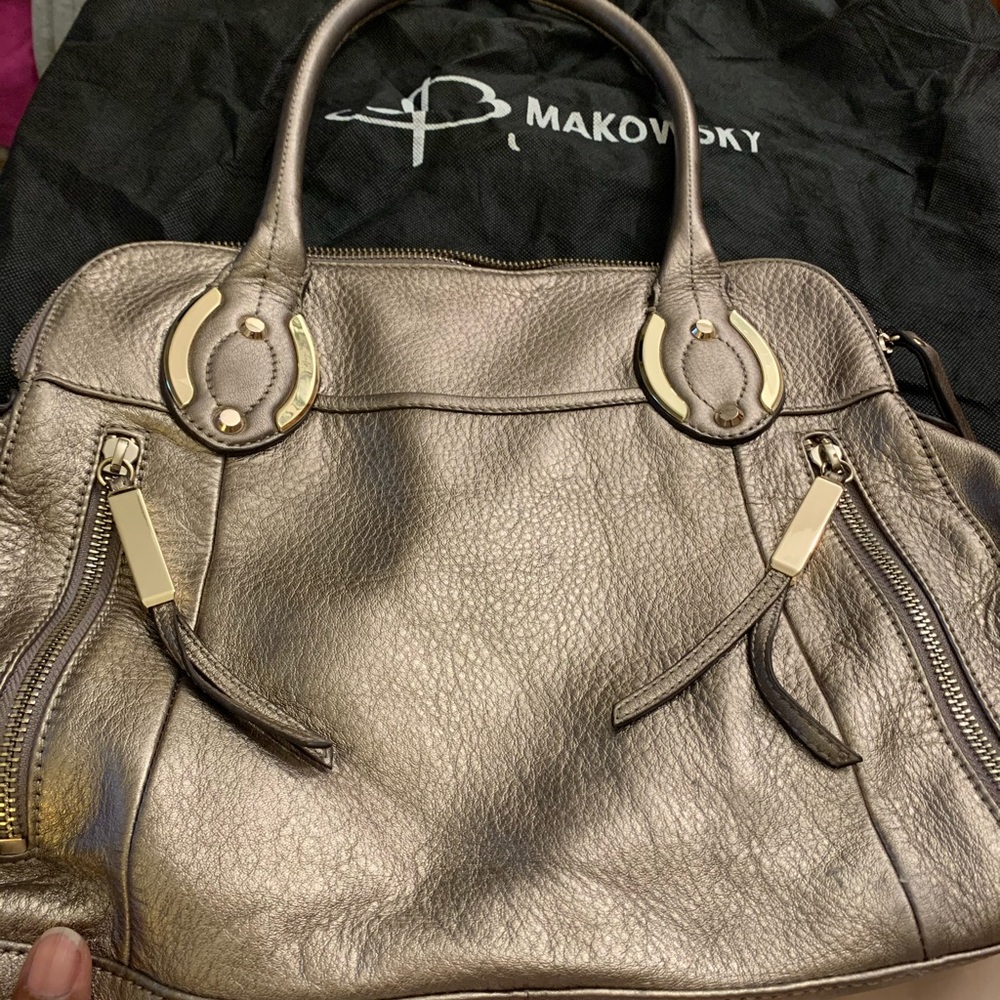 Gold Leather handbag B. Makowsky